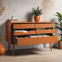 design of a sophisticated rust orange drawer 3d render