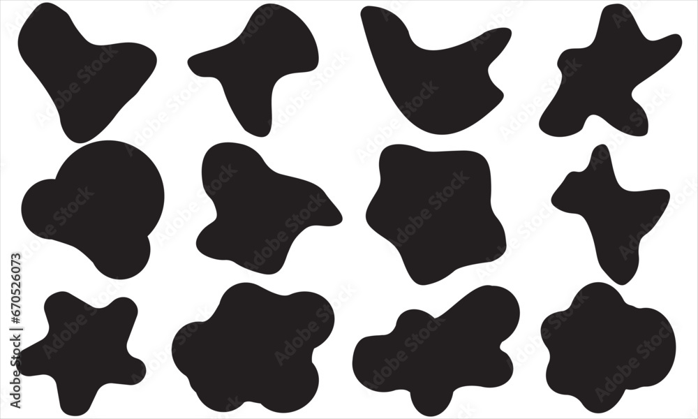 Poster 12 modern blob shape abstract elements graphic flat style design fluid vector illustration set.