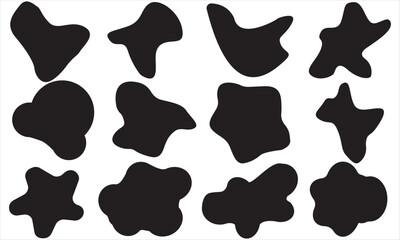 12 Modern blob shape abstract elements graphic flat style design fluid vector illustration set. 
