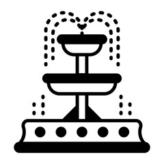 Public Park fountain concept, fons or fontis vector icon design, Outdoor Decor symbol, Farm and Plant sign, Mulching and Landscaping stock illustration