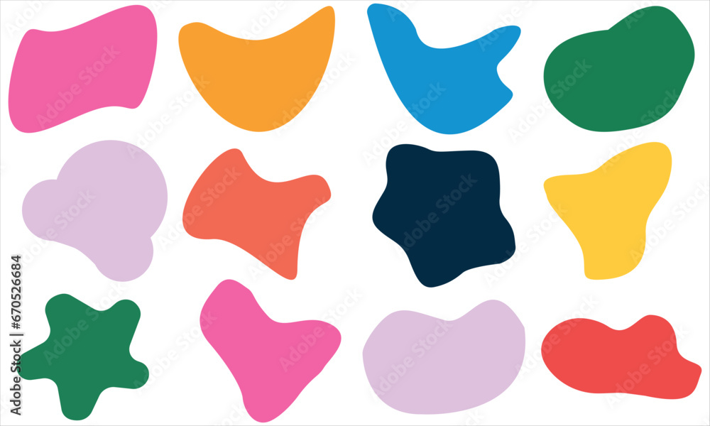 Poster 12 modern blob shape organic set. abstract watery forms template. organic blobs set icon on white ba