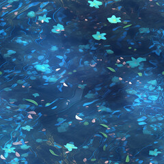 Fototapeta na wymiar Floating Blossoms and Serene Waters Seamless Pattern