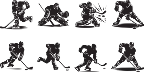 Fotobehang Hockey Player Silhouette, Ice Hockey Player Silhouette © Aleksandar