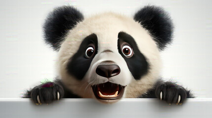 Surprised Panda. Isolated on white background