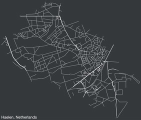 Detailed hand-drawn navigational urban street roads map of the Dutch city of HAELEN, NETHERLANDS with solid road lines and name tag on vintage background
