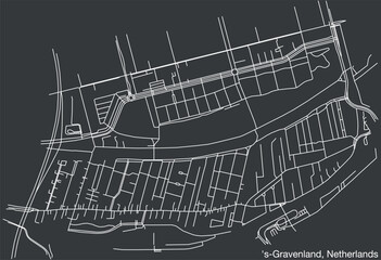 Detailed hand-drawn navigational urban street roads map of the Dutch city of 'S-GRAVENLAND, NETHERLANDS with solid road lines and name tag on vintage background