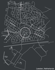 Detailed hand-drawn navigational urban street roads map of the Dutch city of LEESTEN, NETHERLANDS with solid road lines and name tag on vintage background