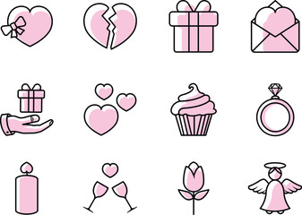 Valentine's Day Vector Flat Icons Pack