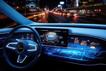 Technology on a new car dashboard. Generative AI