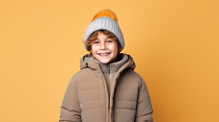 Smiling boy wearing winter clothes portrait - ai generative