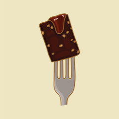 Dried fruit candies. Food on a fork.