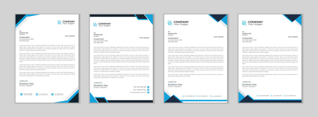 Modern Creative & Clean business style letterhead. Modern and minimalist Company business letterhead template.
Clean and professional corporate company business letterhead design bundle. 