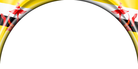 abstract illustration. Brunei flag 2 side. white background space for text or images. Semi-circular...