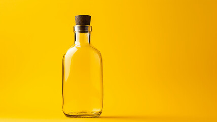 Empty Glass Bottle on Yellow Background Generative AI