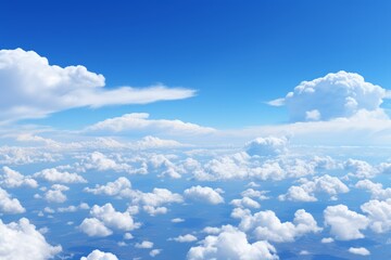 Spectacular Aerial View: Soaring Through Majestic Blue Skies Over Magnificent Clouds