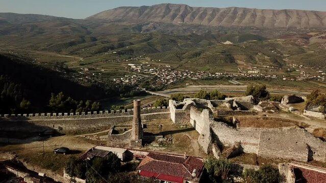 Drone view of Herat Castle, Albania, Balkans, Europe
Ruins of red mosque and reveal of town