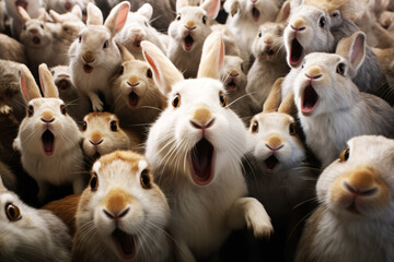 Muchos conejos sorprendidos.
