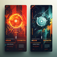 Futuristic Posters with HUD Elements Abstract Cyberpunk Generative AI