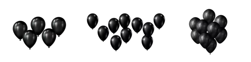 Fotobehang Conjunto de globos negros flotando en fondo transparente. © ACG Visual