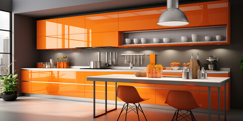 kitchen interior,Contemporary Kitchen Setup with Designer Lighting,AI Generative 