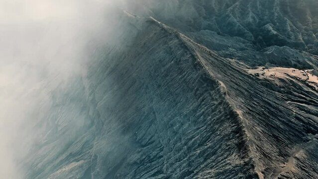 Drone view of Indonesia's smoking active volcano Bromo