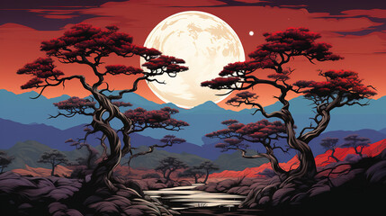 Abstract Sunset Landscape: Captivating Colors of Nature