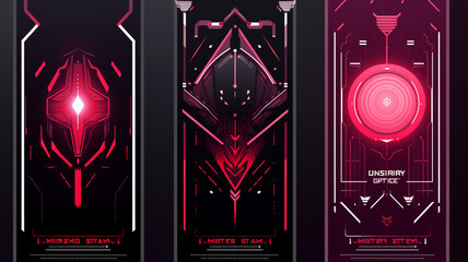 Obraz premium Futuristic Posters with HUD Elements Abstract Cyberpunk Generative AI