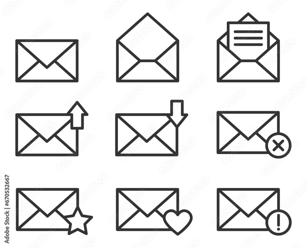 Poster envelope icons letter. envelop icon vector template. mail symbol element. mailing label for web or p