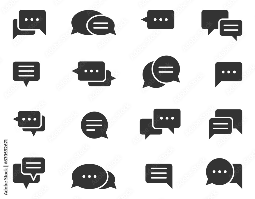 Poster chat icon vector design element. talk bubble speech sign. set dialogue balloons.