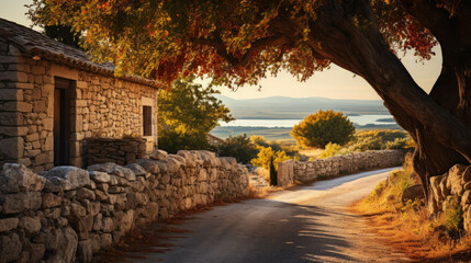 Fototapeta premium A cozy street with old houses in the province of a European city