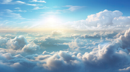 Fototapeta na wymiar beautiful wallpaper artwork of the sun over the clouds, anime manga design