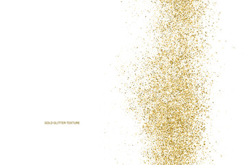 Gold Glitter Texture Isolated On White. Goldish Color Sequins. Golden Explosion Of Confetti. Design Element. Celebratory Background. Vector illustration.  