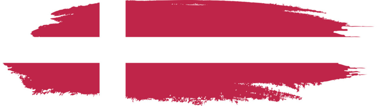 Denmark flag on brush paint stroke.
