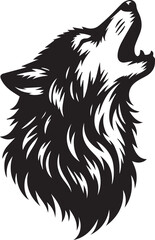 Wolf's Head Howling Silhouette Vector