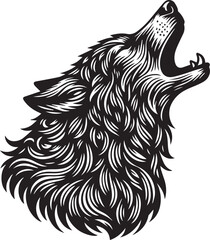 Wolf's Head Howling Silhouette Vector - obrazy, fototapety, plakaty