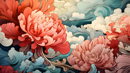 Abstract Colorful and Intricate Floral Pattern, Sharp and Vivid Colors. HQ 4K Detailed