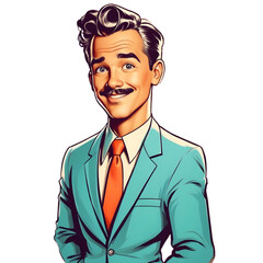 Retro cartoon man wearing retro clothes style. handsome man, retro,vintage style. 
