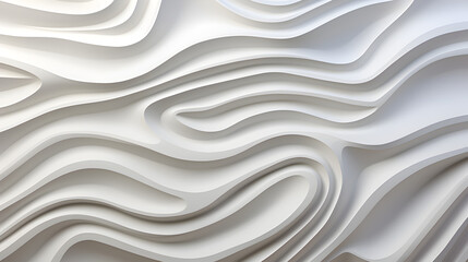 Obraz premium HQ Abstract White Wavy Sculpted Background, 3D Wave Liquid Flow Texture. Fluid art Abtract-themed, Illustrations