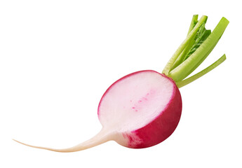 Radish isolated. Half of fresh radish on a transparent background.