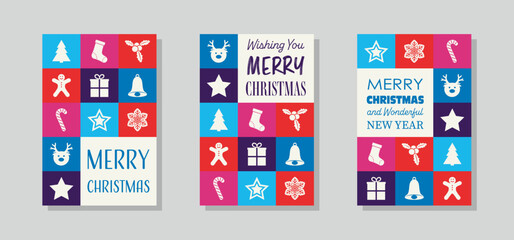 Fototapeta na wymiar Abstract Christmas card set. Minimalist design. Vector illustration