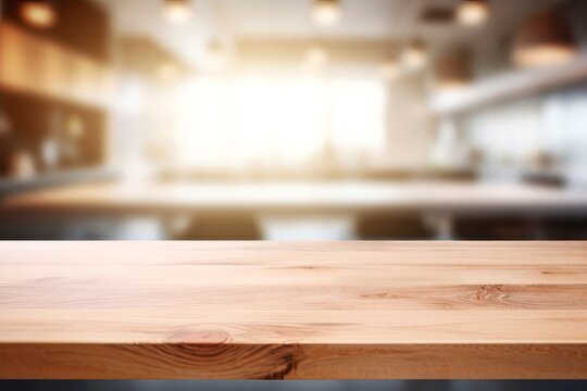 Modern Kitchen wooden table top for product, display podium