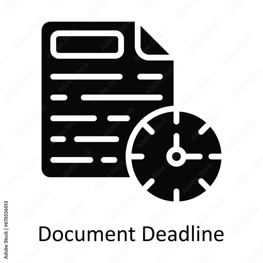 Poster document deadline vector solid design illustration. symbol on white background eps 10 file