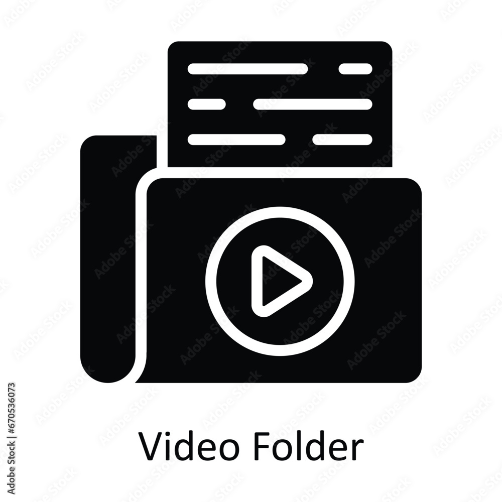 Poster video folder vector solid design illustration. symbol on white background eps 10 file