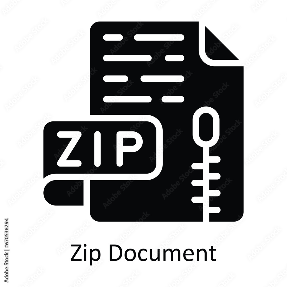 Poster zip document vector solid design illustration. symbol on white background eps 10 file