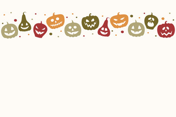Concept of Halloween card with pumpkin lanterns and copyspace. Vector