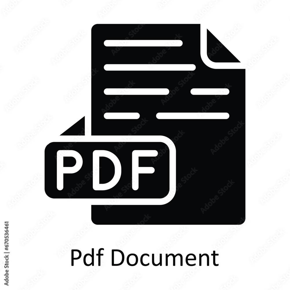 Aufkleber pdf document vector solid design illustration. symbol on white background eps 10 file