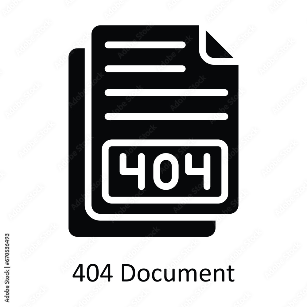 Poster 404 document vector solid design illustration. symbol on white background eps 10 file