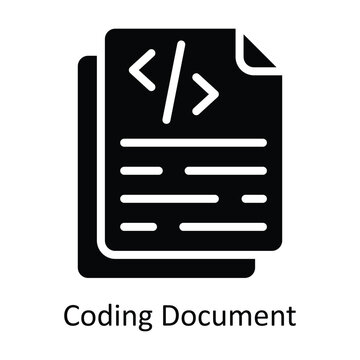Coding Document vector Solid Design illustration. Symbol on White background EPS 10 File 