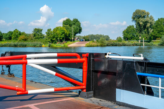 Ferry crossing the river Lek (Rhine) near Culemborg, Netherlands
