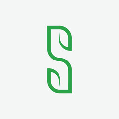 letter S leaf nature eco green logo design